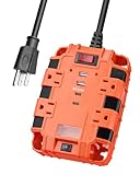 SURAIELEC Magnetic Power Strip with 1080J Surge Protection, 4 AC Outlets, 2 USB-A & 2 USB-C Ports, Heavy-Duty 6 Ft Extension Cord with Dual Magnets & 4 Mounting Holes, ETL Listed