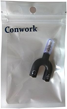 Conwork 3.5mm Gold Plated Headphone Mic Audio Y Splitter Flat Cable Adapter 4 Position to 2X 3 Pole for iPhone, iPad, itouch (Black)