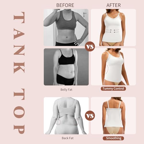 Image of Shapewear Camisoles for Women - Tummy Control Shapewear Tank Top Shaper Cami Black S