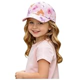 Berretto da baseball per ragazze con stampa a cartoni animati con motivo floreale principessa, traspirante, regolabile, protezione solare con visiera con tesa curva, cappello estivo leggero e carino