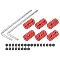 QUARKZMAN Wellenkupplung Verbinder mit Bohrung von 3mm-5mm Länge 20mm φ 12mm 6 Pcs Wellenkupplungen M4 Aluminiumlegierung Starre Kupplung für Auto Motorzubehör 3D-Drucker DIY-Roboter Rot