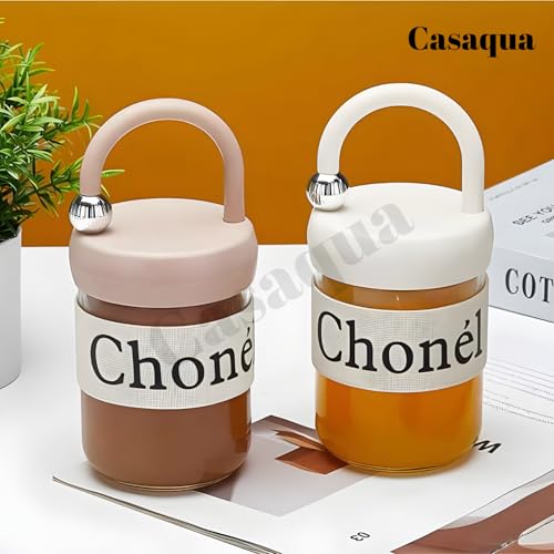 Image of Glass Water Mug with Silicone Sleeve & Handle - 500ml, Set of 1, Leakproof Portable Drinking Jar, Reusable Clear Glass Tumbler for Water, Juice, Coffee, Office, Gym & Travel