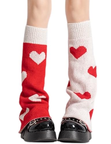 Image of Red Hearts Leg Warmers | Breathable Strachable Soft