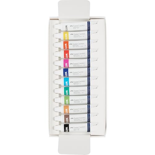Faber-Castell Creative Studio Watercolour Paint Set – 12 x 9ml Tubes | Artist Grade Watercolours for Students & Beginners | Painting Colour Set for Paper & Canvas