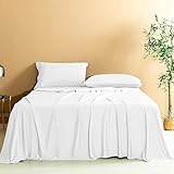 eBeddy Linens Expanded Queen Sheet Set Certified Egyptian Cotton Sateen Weave 800 TC Soft and Silky Bed Sheet with Fitted Sheet, Flat Sheet, 2 Pillow Cases Fit up to 18 Inch Deep Pocket, White Solid