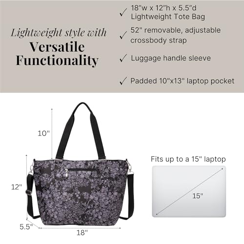 Image of Baggallini Avenue Tote - 12x18 Laptop Tote Bag for Women - Lightweight Work Travel Carry On Bag