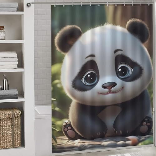 Rideau de douche panda impermeable anti eclaboussures pour baignoire propre - 2