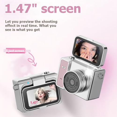 Caméscope gris rétro S162 avec écran rabattable et clé USB 2K - 3