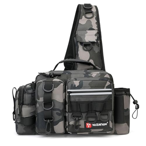 Bolsa LUYA Bolsa multifuncional para cintura Bolsa para vara de pesca Mochila tática Bolsa para corpo cruzado Bolsa para pesca Bolsa para equipamento de pesca (Cinza)