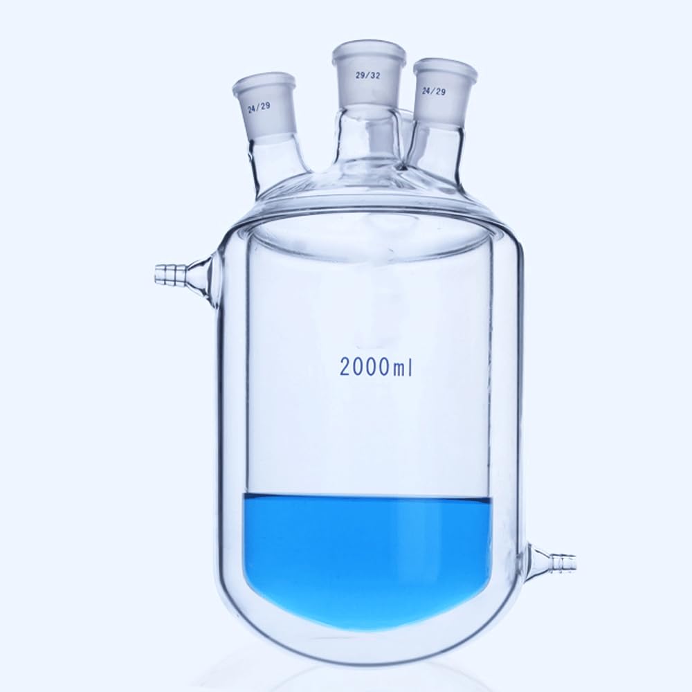 Matraz aforado de borosilicato, N/A 250 500 1000 ml Frasco reactor de vidrio con revestimiento de doble capa de 4 cuellos Matraz de vidrio for laboratorio Experimento(1000ml 29-24-24-24)