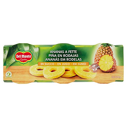 Del Monte Ananas Fette Naturale, 3 x 220g