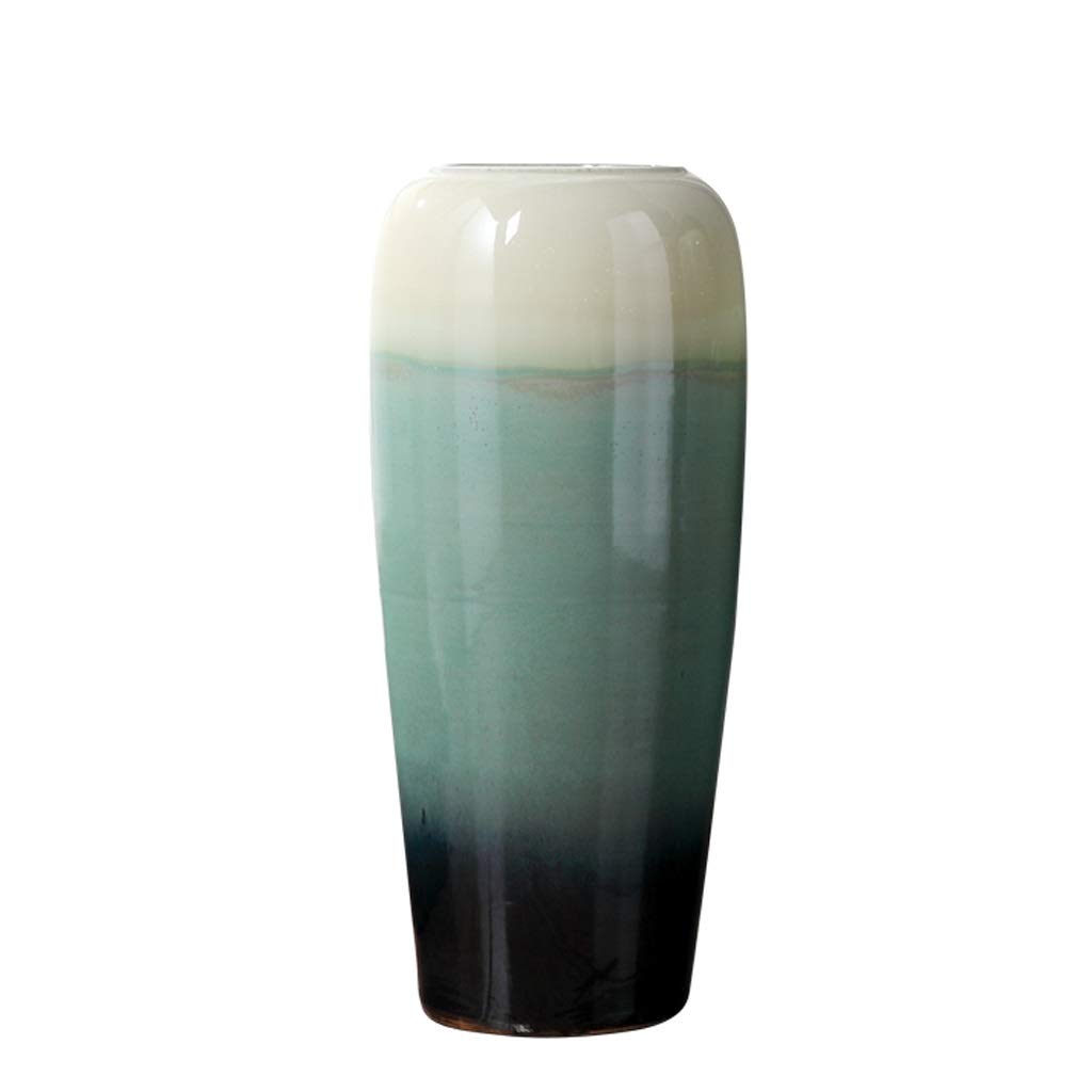 asdchZen Floor Large Vase Ceramic Modern Minimalist Living Room Dried Flower Arrangement Flower Decoration Bottle Decoration,Green-60cm