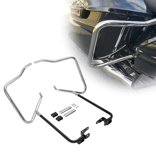 Soporte para alforjas KUAFU con barras protectoras, compatible con Harley Davidson Touring (2014-2024), cromo y negro miniatura 1