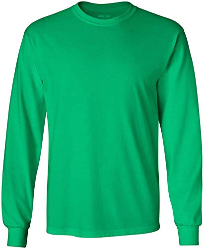 Joe's USA Men's Long Sleeve Heavyweight 6.1-Ounce Cotton T-Shirt-L-Kelly