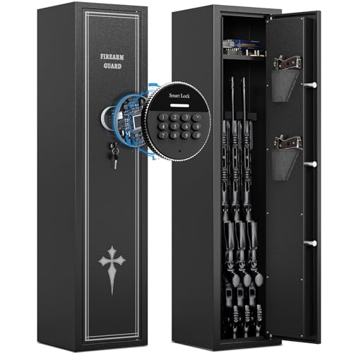 KAER Gun Safe 2-3 Gun Safe for Rifle and Pistols Multi-Function Gun Cabinets for Rifles and Shotguns Long Gun Safes for Rifles Sturdy Anti-Theft Rifle Safe with Pistol Rack Pockets (2-3GUN Safe)