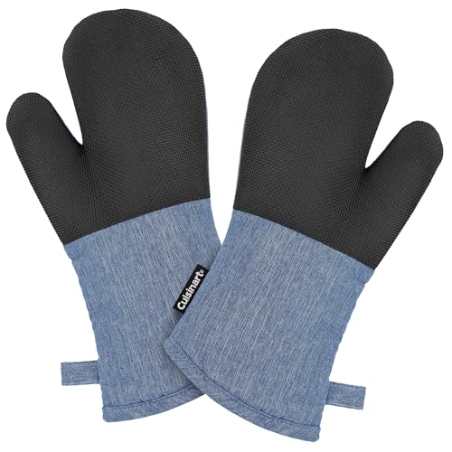 Image of Cuisinart Chambray Kitchen Oven Mitts, Heat-Resistant, 2-Pack, 7 inchx13 inch