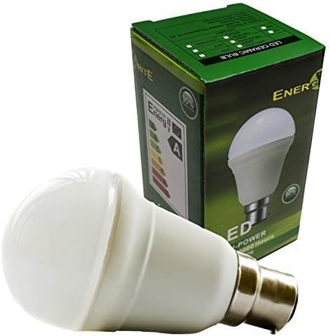 EnergyBrite, Dimmable 7w B22 Cap LED Bulb, Ceramic Globe Shape, Samsung LED Chips, Warm White 3000K, Energy Saving [Energy Class A]