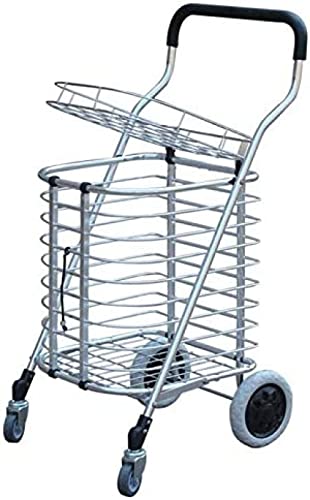 Carro de Compras Plegable y liviano con Ruedas giratorias de 360 ​​​​° Carro utilitario Grande Mango de Goma cómodo Soporte de Aluminio Atrevido Carro de Gran Capacidad y Alta Carga