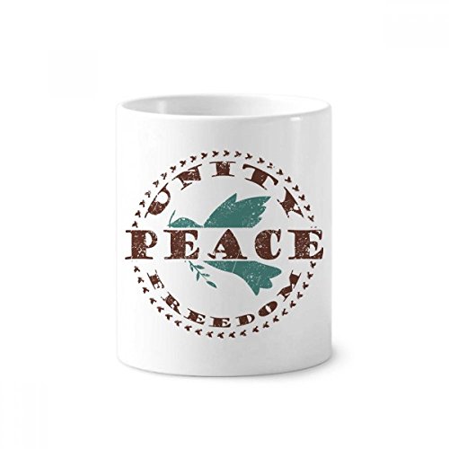 Porte-stylo céramique blanche avec motif paix olive branch tasse 350ml