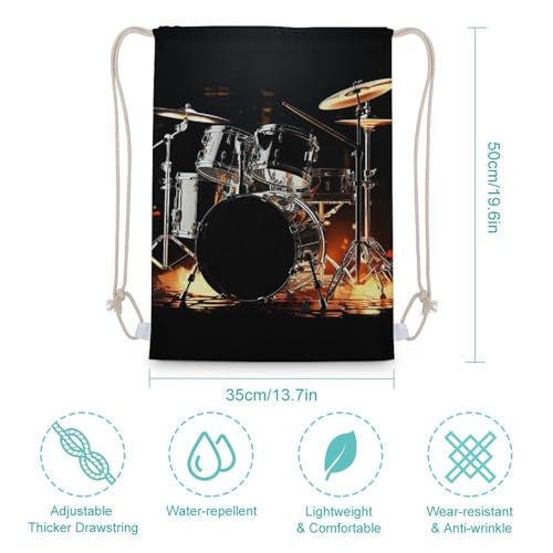 Canvas Drawstring Backpacks Drummer Sports Gym Pull String Bags Lightweight for Men Women2