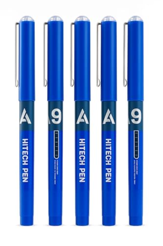 Image of Figo A9 Hi-Tech Liquid Roller Pen, 0.6mm Metal Tip, Smooth Writing, Comfortable Grip (Pack of 7) (blue)