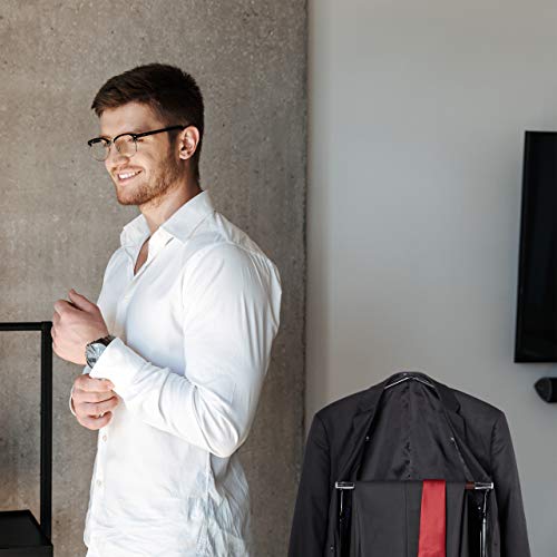 Relaxdays Herrendiener, für Anzug & Hose, Holz Metall Mix, Schlafzimmer, Kleiderbutler, 110 x 46 x 19 cm, Silber/braun