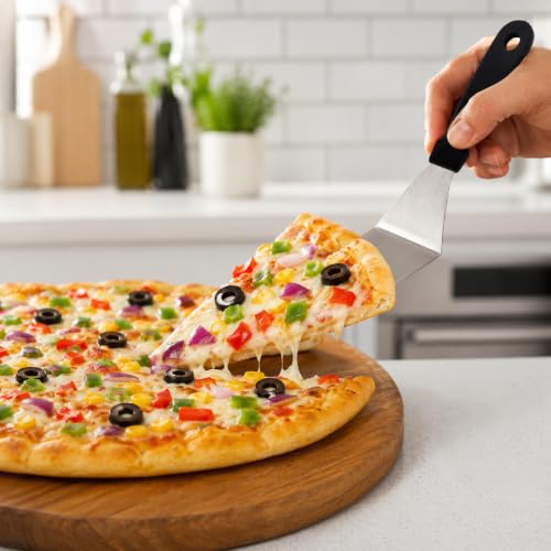 Image of Stainless Steel Pizza Server with Ergonomic Handle | Heavy-Duty Pizza Slice Lifter for Home, Restaurant & Bakery Use | Ideal for Cake, Pie & Pizza Serving