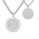 TEAMER Collar con medalla de San Gabriel Arcángel Guardián bendición esperanza y protección San Gabriel, collar amuleto religioso para mujer, Adjustable, Acero inoxidable, No es una piedra preciosa