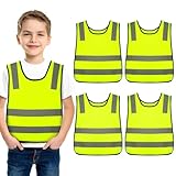 Firtink 4 Pieces Hi Vis Vests for Kids,High Vis Vests Reflective High Visibility Safety Vest High Vis Jacket for Kids Girls Boys
