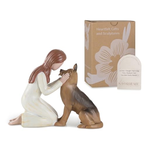 Storieme German Shepherd Gifts for Women: Dog Memorial Gifts for Dog Lover Owners - Hand-Painted Resin Figurine Statue Dog Mum Gift (4.3 x 5.4 Inches)