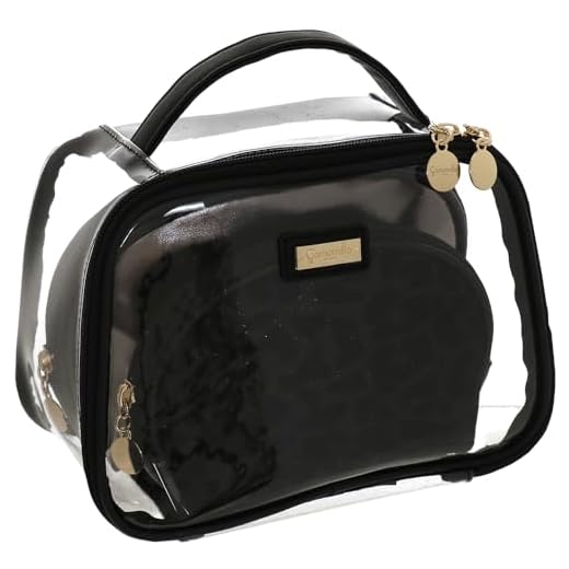 Camomilla Milano Set 3 Beauty Bag, Borsa Trucco, Collezione Wild Glam, Colore Nero-Leopardato