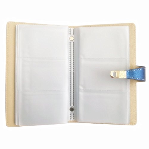 Office Business Card Organizer Book Folder Hold 180 Cards Portable Travel Credit Card Case PU Leather Booklet Holder (Navy Blue)