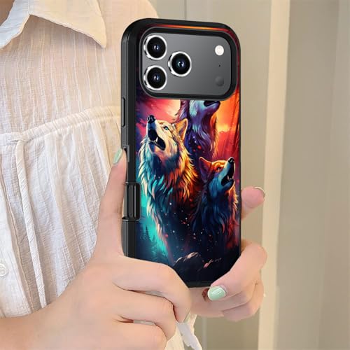 Coque robuste iPhone 17 Pro Max anti-rayures qualité militaire motif loup - 5