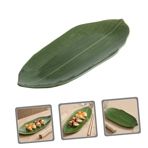 Plato sushi de cerámica VILLCASE forma hoja 14.72x6.69x1.38 in miniatura 3