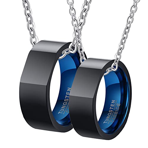 Collier femme homme tungstène anti-rayures, pendentif couple 8mm gravé