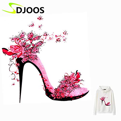 Patches High-Heeled Shoes Embroidered Patches for Clothing Flowers Patchwork Iron On Patches for Clothing Biker Handmade Fabric Material