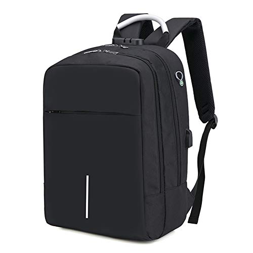 YAMTION Sac à dos pour ordinateur portable professionnel avec verrou de sécurité pour prise casque avec port de chargement USB de 15,6 pouces Noir