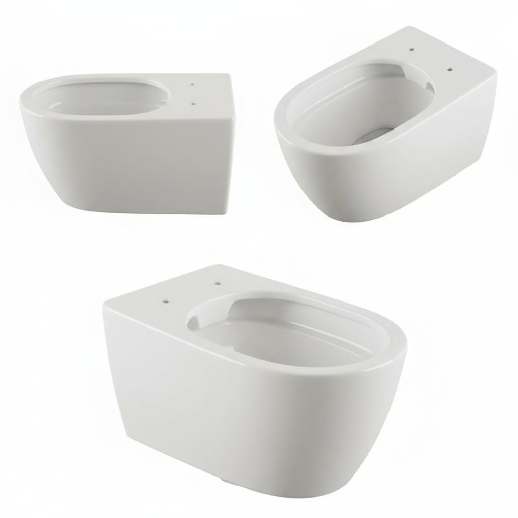 BRICOZONE Coppia Sanitari Filomuro Vaso WC Rimless Senza Brida E Bidet In Ceramica Filo Muro Filo Parete Design Moderno Con Copriwater Chiusura Soft Close Chiusura Rallentata (Bianco opaco)