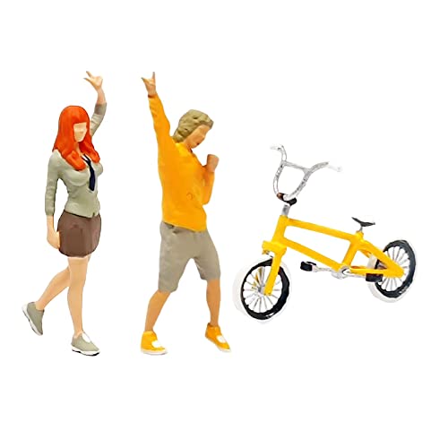 3 Figuras a Escala 1:64 con Bicicleta para Diorama miniatura 1