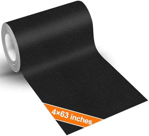 Gecyfit Leather Repair Patch Kit, 10 x160 cm Black Upholstery Tape, Upgraded Self-Adhesive Leather Tape for Motorcycle Seat, Car Seat, Couch, Sofa, Bike, Furniture, Vinyl Pleather Repair