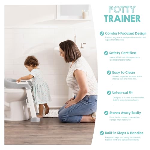 Image of Regalo Toddler Potty Training Seat with Step Stool Ladder, Adjustable Kids Toilet Seat with Cushioned Pad & Handles, Foldable Potty Training Toilet Seat for Toddlers, Fits Standard Toilets