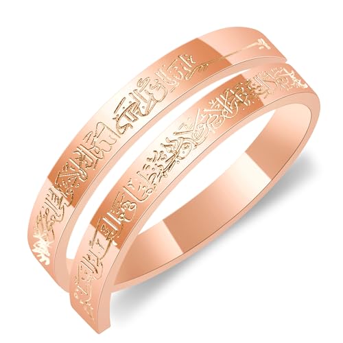 Vivaday Anillo con cita inspiradora Joyería con símbolos musulmanes | Anillos ajustables, elegantes y motivadores basados ​​en la fe | Ideal para Eid al-Adha YA4978