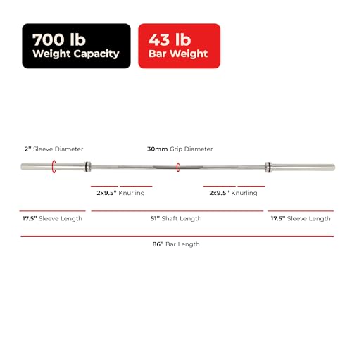 Sunny Health & Fitness 7ft Olympic Barbell 700 lb Capacity with 30mm Grip - image 7