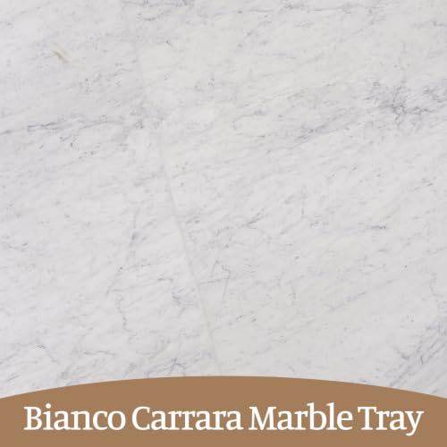 Image of Koville Bianco Carrara Marble Tray, 12 inchx6 inch Decorative Tray for Countertop, Catchall for Perfume, Candles, Jewelry Dish