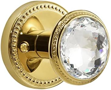 SORWDUERM Passage Crystal Door Knobs Gold Interior Polished Brass Glass Door Knob for Hall and Closet,Zinc Alloy 1 Pack