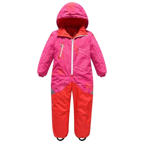 Combinaison de Neige pour garçon – Combinaison isolée doublée Polaire – Combinaison de Ski de pour d'hiver ou Combinaison de Neige de pour Fille Hiver Combinaison De Ski Manches (Pink, 7-8 Years)