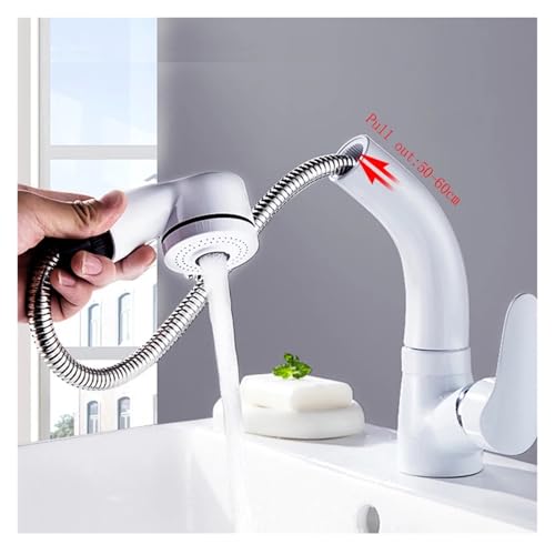 Robinet extractible salle de bains résolvant le rinçage difficile de la vasque