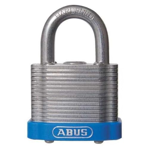 Image of ABUS 41 /40 Laminated Steel Safety Padlock Blue Bumper Keyed Alike, Long 2 inch Shackle, Pack of 6