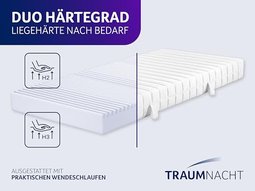 Traumnacht Basic 2 in 1 Duo - orthopädische 7- Zonen Kaltschaummatratze, Härtegrad 2 und 3,...