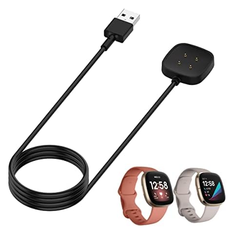 HOMTERN Magnetic Charger Compatible With FITBIT Sense/Sense 2 And FITBIT Versa 3 / Versa 4, 3.3ft 100cm Replacement USB Charging Cable Dock With Reset Button Smartwatch Accessories Cover